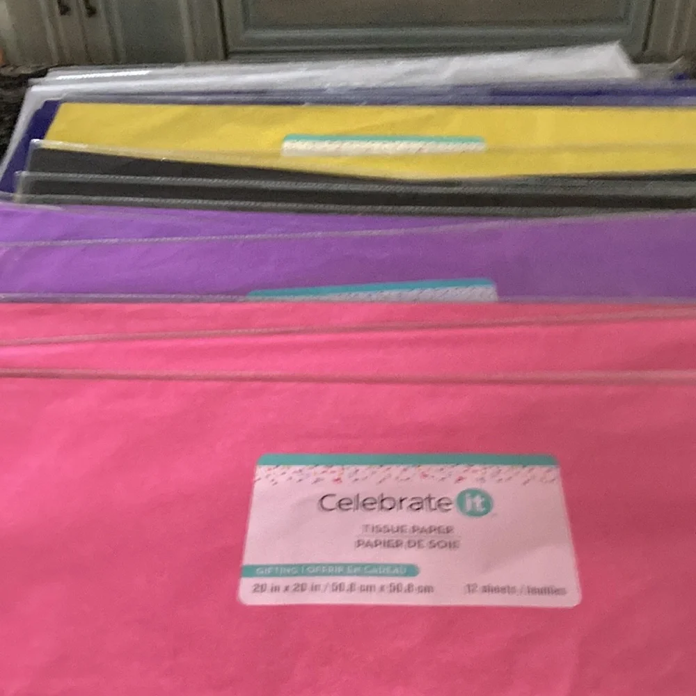 CELEBRATE IT ASSORTED COLORED TISSUE PAPER 18 PACKAGES NWT